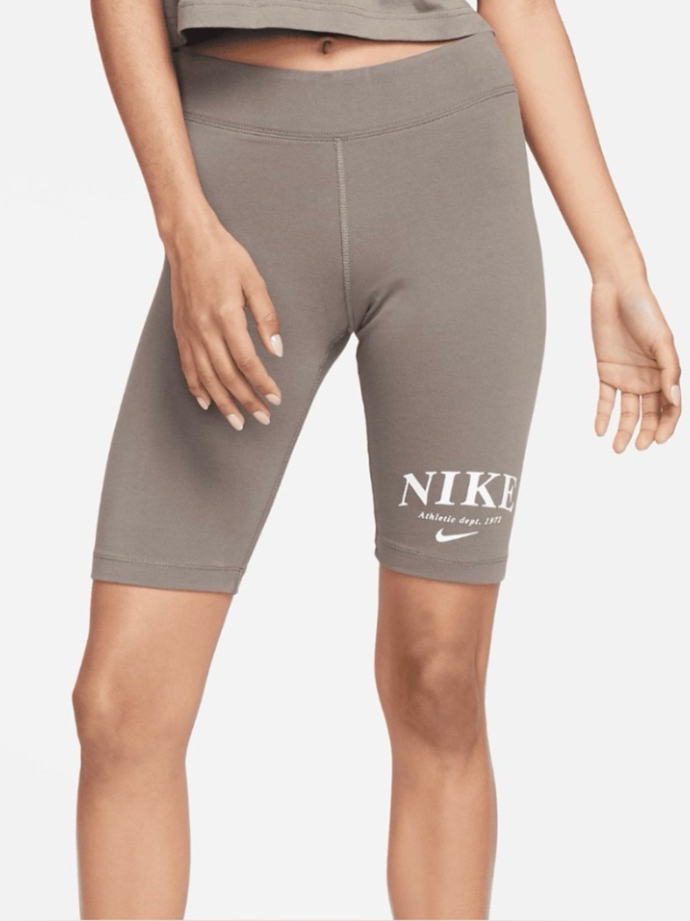 Nike Women's Brown Bike Shorts with White Logo